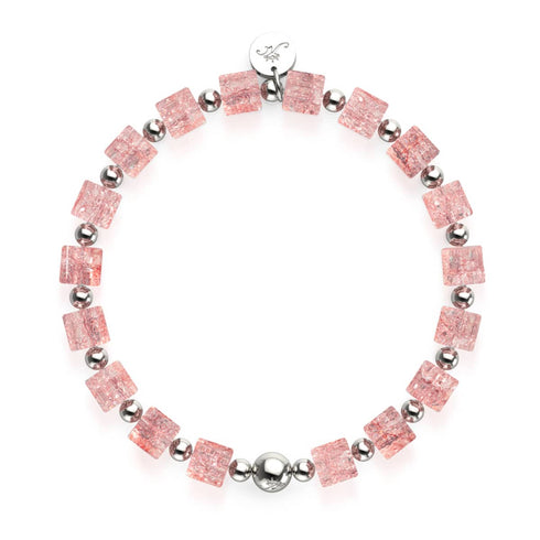 Erdbeer-Slush | Glitzerglas | Zuckerwürfel-Armband